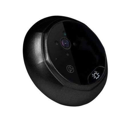 W5 Digital Peephole Doorbell Camera for Home Visitor Viewing - black digital peephole camera unit with lens and indoor screen features