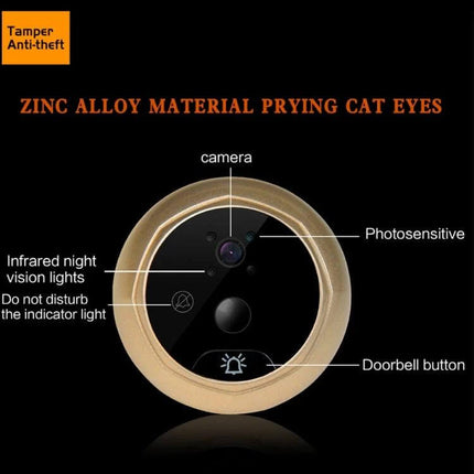 W5 Digital Peephole Doorbell Camera for Home Visitor Viewing brass zinc alloy peephole camera with night vision photosensitive sensor and doorbell button