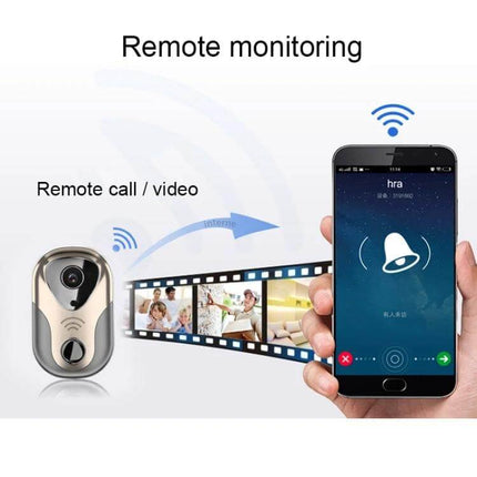 163Eye Smart WiFi Video Doorbell for Home Monitoring with Night Vision showing remote monitoring on smartphone with night vision and motion alerts