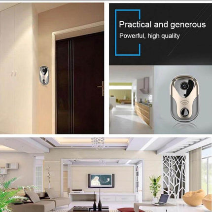 163Eye Smart WiFi Video Doorbell for Home Monitoring with Night Vision mounted by front door showing night vision and app monitoring