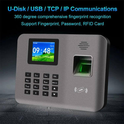 Realand Fingerprint Attendance System with Wireless Connectivity - office biometric time clock with 2.4-inch color LCD, fingerprint scanner, keypad and RFID support