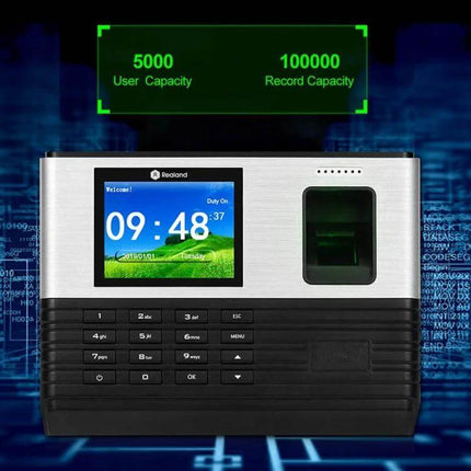 Realand AL355 Fingerprint Attendance System with WiFi Connectivity - office biometric time clock with color screen, keypad and fingerprint reader