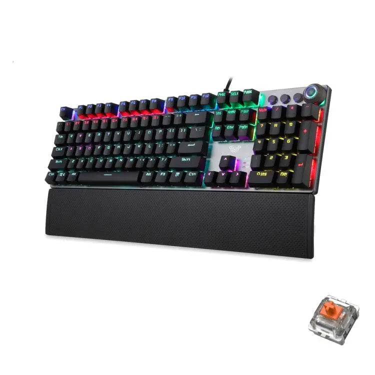 AULA F2088 108 Keys Wired USB Gaming Keyboard Black Brown