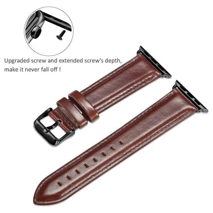 Leather Buckle Watch Band For Apple Watch 40-49 Mm