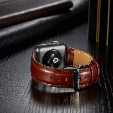 Leather Buckle Watch Band For Apple Watch 40-49 Mm