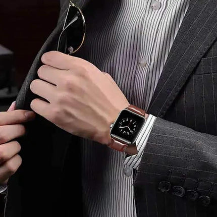 Leather Buckle Watch Band For Apple Watch 40-49 Mm
