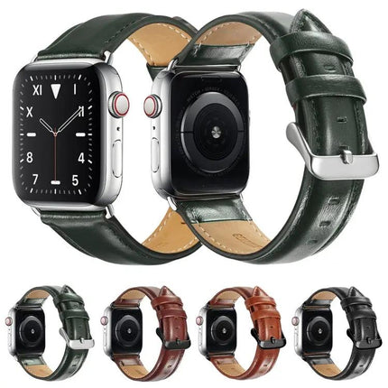 Leather Buckle Watch Band For Apple Watch 40-49 Mm