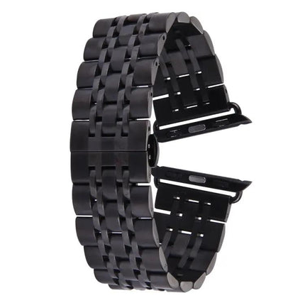 Hidden Butterfly Buckle 7 Beads Stainless Steel Watch Band For Apple Watch 42mm(Silver Gold), 20mm Women