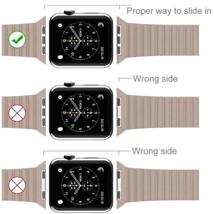 Compatible Apple Watch 42mm PU Leather Magnetic Loop Band