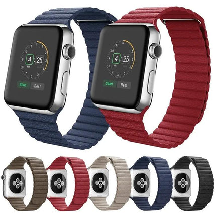 Compatible Apple Watch 42mm PU Leather Magnetic Loop Band