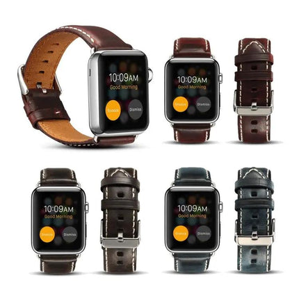 Denior Oil Wax Retro Leather Band For Apple Watch 42/44/45mm