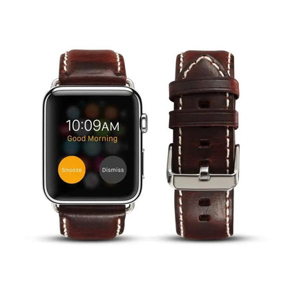 Denior Oil Wax Leather Band for Apple Watch 38 42mm