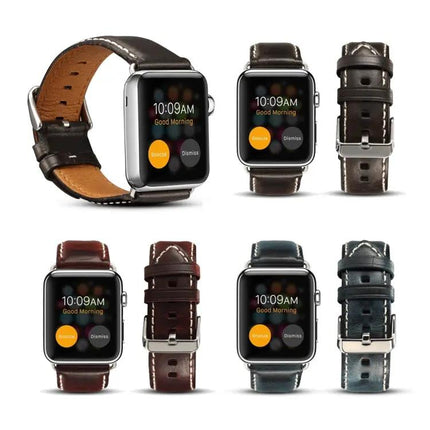 Denior Oil Wax Leather Band for Apple Watch 38 42mm