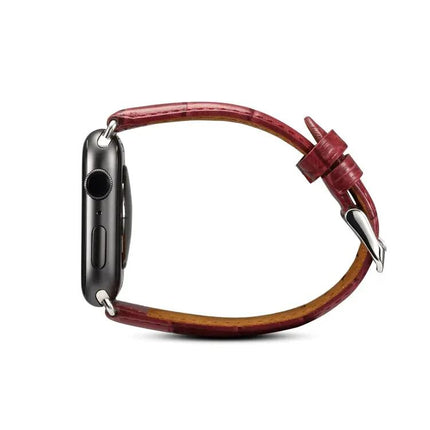 Denior Crocodile Grain Watch Cowhide Leather Watch Band for Apple Watch Ultra 49mm&Watch Ultra 2 49mm / Series 10 46mm / 9&8&7 45mm / SE 3&SE 2&6&SE&5&4 44mm / 3&2&1 42mm