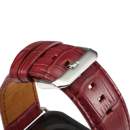 Denior Crocodile Grain Watch Cowhide Leather Watch Band for Apple Watch Ultra 49mm&Watch Ultra 2 49mm / Series 10 46mm / 9&8&7 45mm / SE 3&SE 2&6&SE&5&4 44mm / 3&2&1 42mm