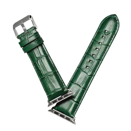Denior Crocodile Grain Watch Cowhide Leather Watch Band for Apple Watch Ultra 49mm&Watch Ultra 2 49mm / Series 10 46mm / 9&8&7 45mm / SE 3&SE 2&6&SE&5&4 44mm / 3&2&1 42mm