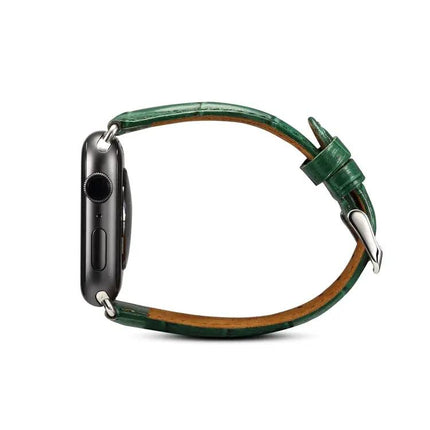 Denior Crocodile Grain Watch Cowhide Leather Watch Band for Apple Watch Ultra 49mm&Watch Ultra 2 49mm / Series 10 46mm / 9&8&7 45mm / SE 3&SE 2&6&SE&5&4 44mm / 3&2&1 42mm