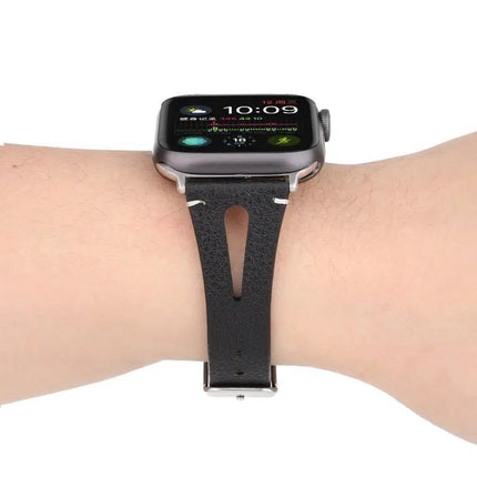 V-Shaped Leather Watch Band Short 80mm For Apple Watch