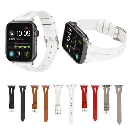 V-Shaped Leather Watch Band Short 80mm For Apple Watch
