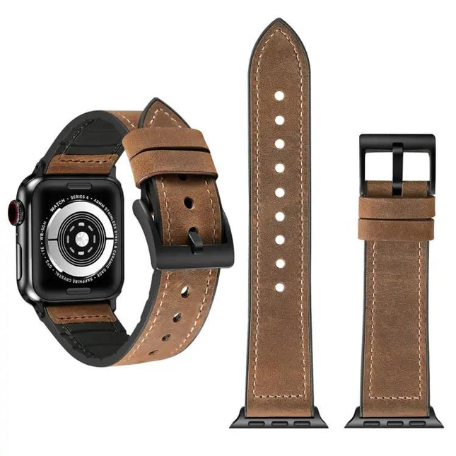 Crazy Horse Texture TPU Stainless Steel Apple Watch Band