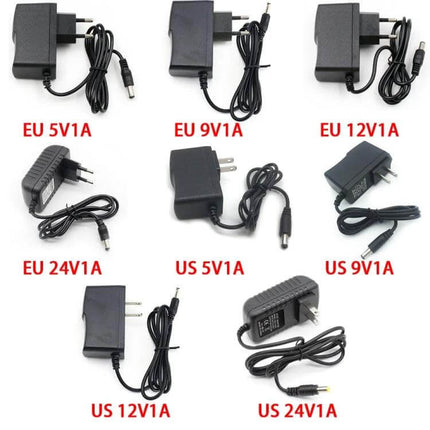 AC to DC Power Adapter EU Plug for Small Devices Home Use - 5V 1A EU adapter with 5.5x2.5mm DC plug for compact routers cameras sensors