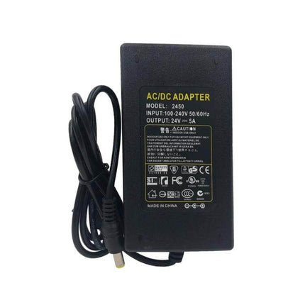 AC To DC Power Adapter For LED Strip Lights 60cm Cable - black AC/DC adapter 24V 5A with 60cm cable for LED strips, worldwide 100–240V input