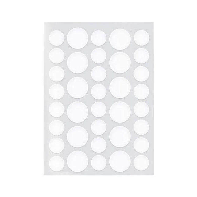 Acne Patch Kit For Pimples, Invisible Hydrocolloid Patches, 24 Count - white round hydrocolloid acne patches in three sizes on backing sheet