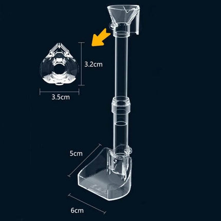 Acrylic Fish Tank Feeding Tube Feeder For Small Home Aquariums – clear acrylic retractable feeding tube with dish (3.2cm x 3.5cm tip, 6x5cm base)