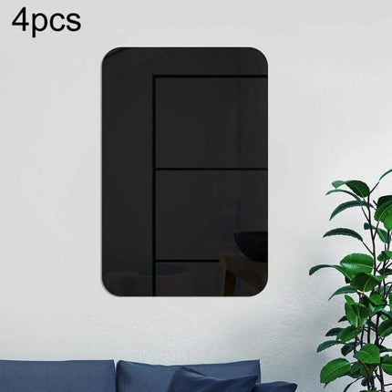 Acrylic Mirror Wall Stickers Round Corner Rectangles For Decor 15x10 to 42x27cm - rounded-corner acrylic mirror decal on living room wall