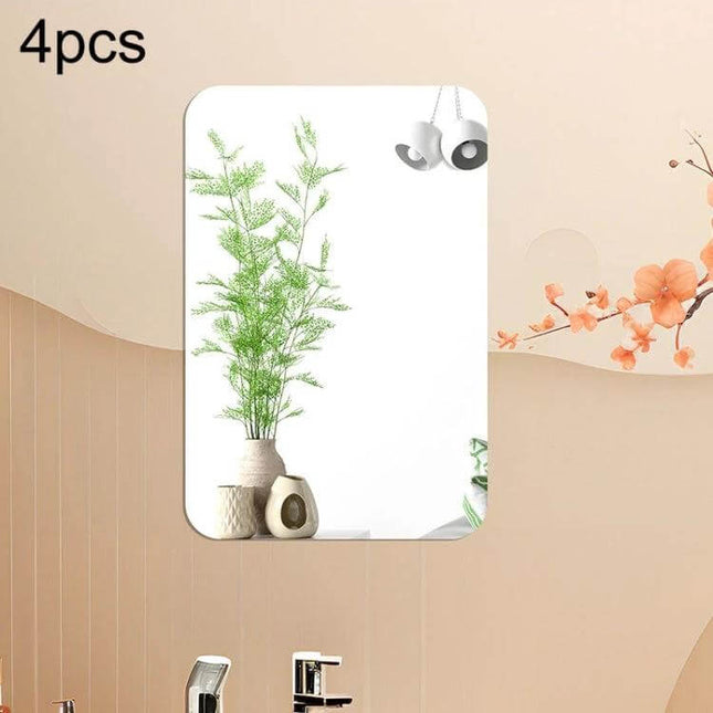 Acrylic Mirror Wall Stickers Round Corner Rectangles For Decor 15x10 to 42x27cm - rounded-corner acrylic mirror sticker shown in bathroom