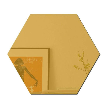 Acrylic Wall Mirror Sticker Set 16-Piece For Living Room Or Bedroom hexagonal acrylic mirror reflecting warm yellow wall art