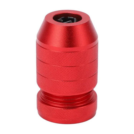 Adjustable Bit Stop Locator Drilling Aid Tool Type 2-5 red aluminum depth stop for drill bits, compact dual-material twist-to-set locator