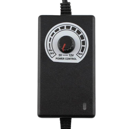 Adjustable DC Power Supply Adapter For DIY Electronics US Plug - black 3V-12V adjustable benchtop power control with dial and US plug