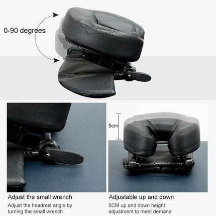 Adjustable Headrest Face Pillow For Desk Use Daily Comfort shown folded with 0-90° tilt, synthetic leather cover and adjustable 5cm height
