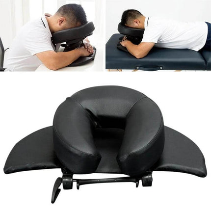 Adjustable Headrest Face Pillow For Desk Use Daily Comfort - black synthetic leather foldable face and neck support for office or massage