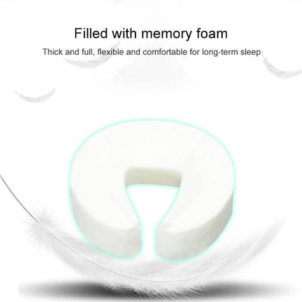 Adjustable Headrest Face Pillow For Desk Use Daily Comfort - white memory foam U-shaped headrest for neck and face support, foldable synthetic leather cover