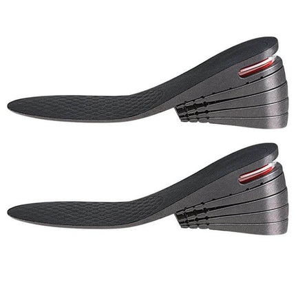 Adjustable Inner Height Insole Cut To Fit Black Five Layer - pair of black five-layer adjustable insoles with three-hole buckle and cut-to-fit design