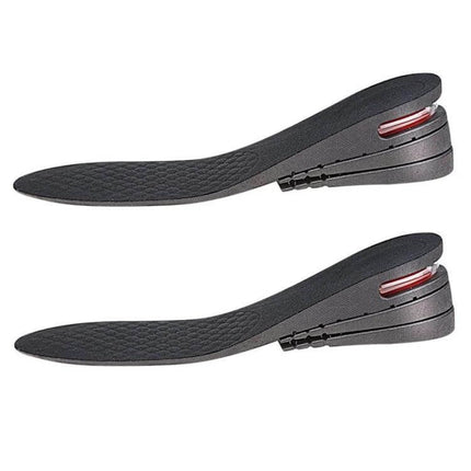 Adjustable Inner Height Insole Cut To Fit Black Five Layer stacked removable insoles with three-hole buckle for shoes, boots and sports footwear