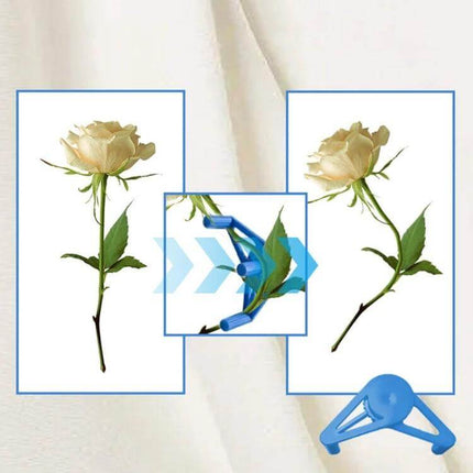 Adjustable LST Clips for Plant Stem Training 10 Pack - blue ABS clip securing and positioning rose stems for indoor and outdoor plant training