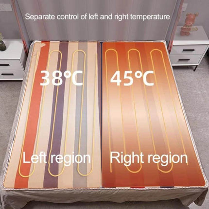 Adjustable Temperature Electric Blanket 150x120cm Single Control showing separate left and right temperature zones on bed