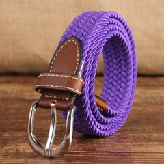 Adjustable Narrow Elastic Canvas Weave Belt - Syndmart