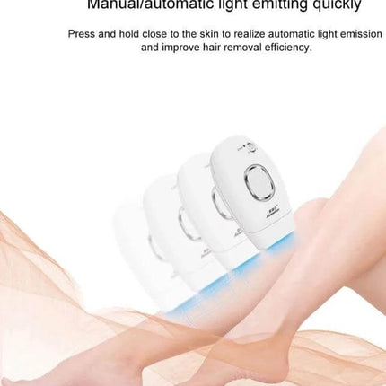 Aimanfun IPL Epilator For Whole Body Hair Removal At Home - handheld device flashing on smooth legs for at-home light-based hair removal