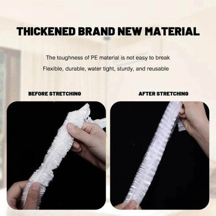 Air Conditioner Dust Cover for Indoor Unit 70x145cm - PE material close-up showing thickened elastic cinch before and after stretching