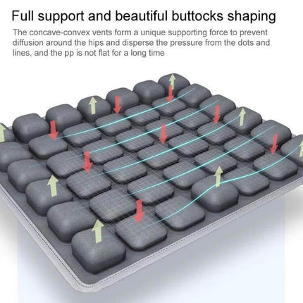 Air Cushion 46x41cm For Office And Car Daily Comfort - breathable concave-convex air cells for full support and buttocks shaping, lightweight portable seat pad