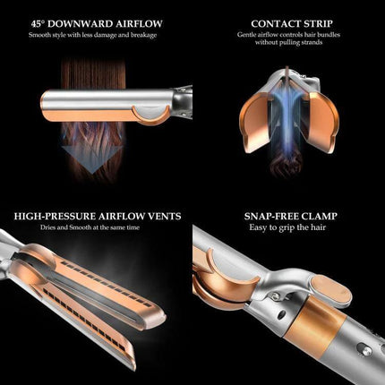 Airwrap Straightening Nozzle Attachment For Wet To Dry Styling - high-pressure airflow vent, snap-free clamp, 45° downward airflow for smooth, frizz-free results