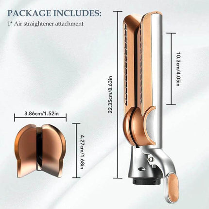 Airwrap Straightening Nozzle Attachment For Wet To Dry Styling - rose gold straightener nozzle with dimensions, fits HS01 HS05 HS08 models
