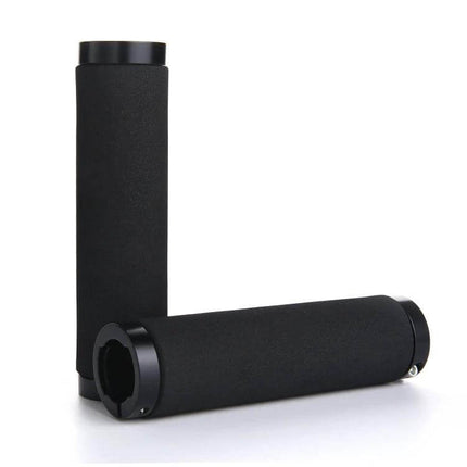 Alloy Lock Ring Bicycle Handlebar Grips Black Pair - 130mm anti-slip foam grips with red accents, alloy lock rings for road and mountain bikes