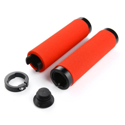 Alloy Lock Ring Bicycle Handlebar Grips Black Pair - 130mm red foam grips with alloy lock rings for road and mountain bikes