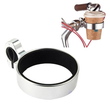 Aluminum Cup Holder for Bikes and Scooters to Hold Coffee Cups - aluminum alloy bike cup holder with 76 mm opening, clamp-on for handlebars