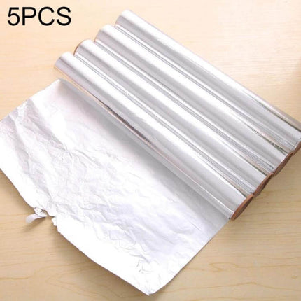 Aluminum Foil Roll 5m For Baking And Barbecue Non Toxic - five rolls on a table for grilling, oven use and food wrapping